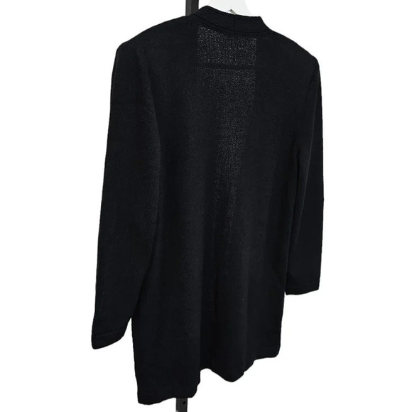St. John Womens Santana Knit  Open Front Pocket Cardigan Black Size 12 - Picture 7 of 10